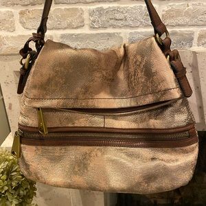 Antiqued Gold leather purse by Fossil